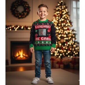 Well Worn Sleighing The Game  Boys Christmas Sweater XS